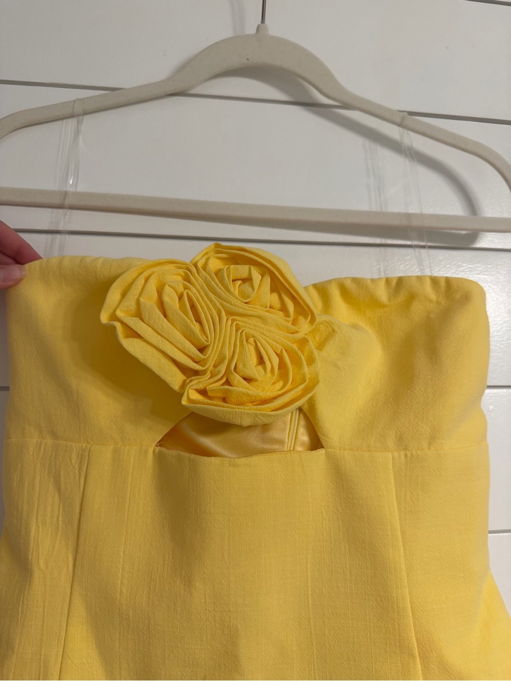 Showpo Yellow Strapless Mini Dress with Rosette - Picture 2 of 6